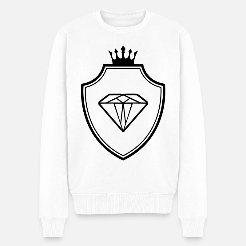Diamant Symbol Wappen - Männer Premium Bio Pullover - Weiß