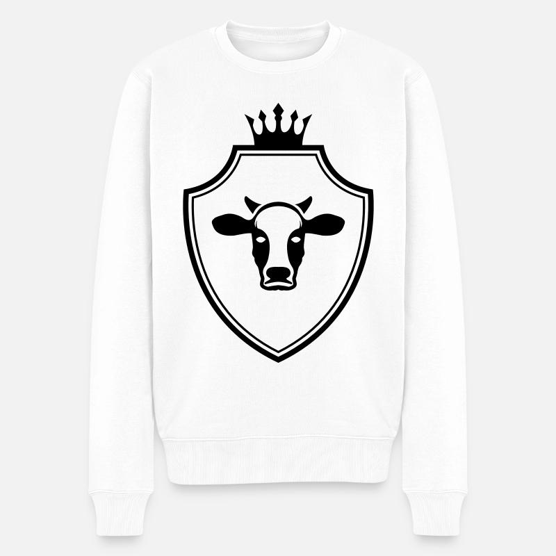 Kuh Kopf Wappen - Männer Premium Bio Pullover - Weiß