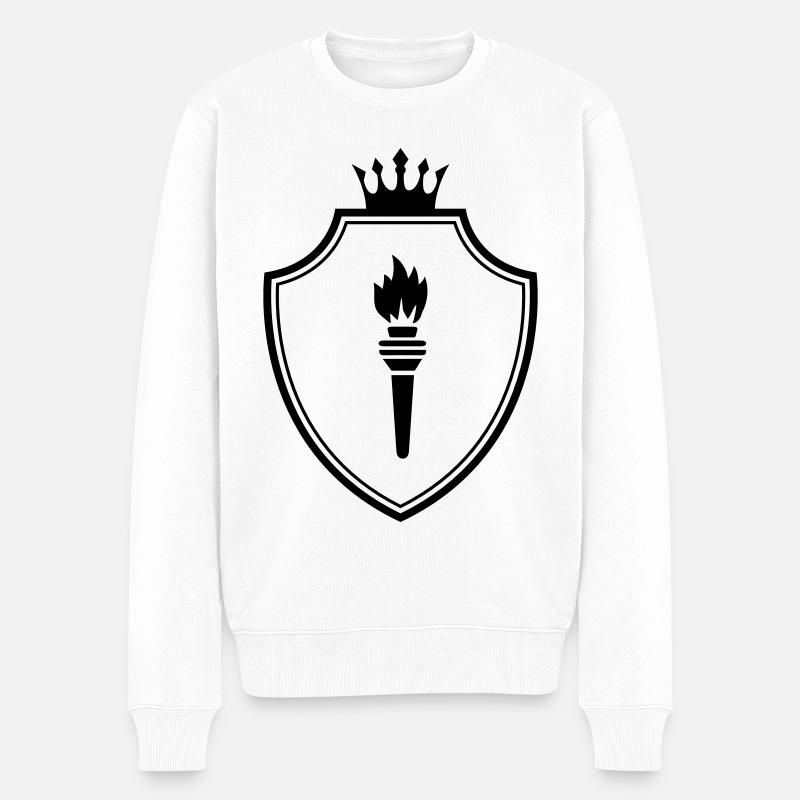 Flamme Wappen - Männer Premium Bio Pullover - Weiß