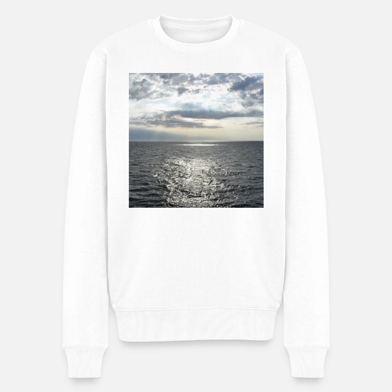 Auf dem Meer - endloser Horizont - Foto - Männer Premium Bio Pullover - Weiß