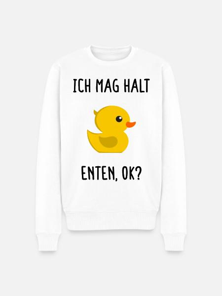 Ich Mag Halt Enten Ok Humor Gelbe Entchen Geschenk - Männer Premium Bio Pullover - Weiß