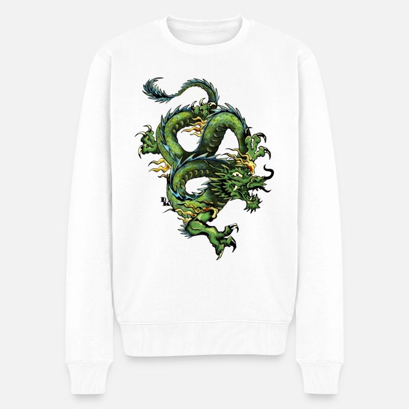 Chinesischer Drache 202 - Männer Premium Bio Pullover - Weiß