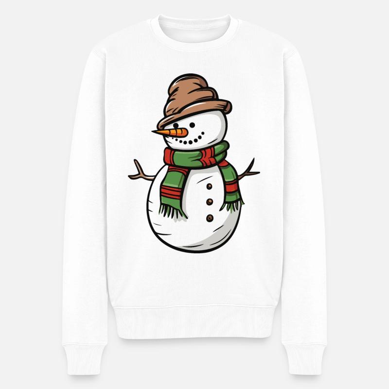 Schneemann Winter Schnee - Männer Premium Bio Pullover - Weiß