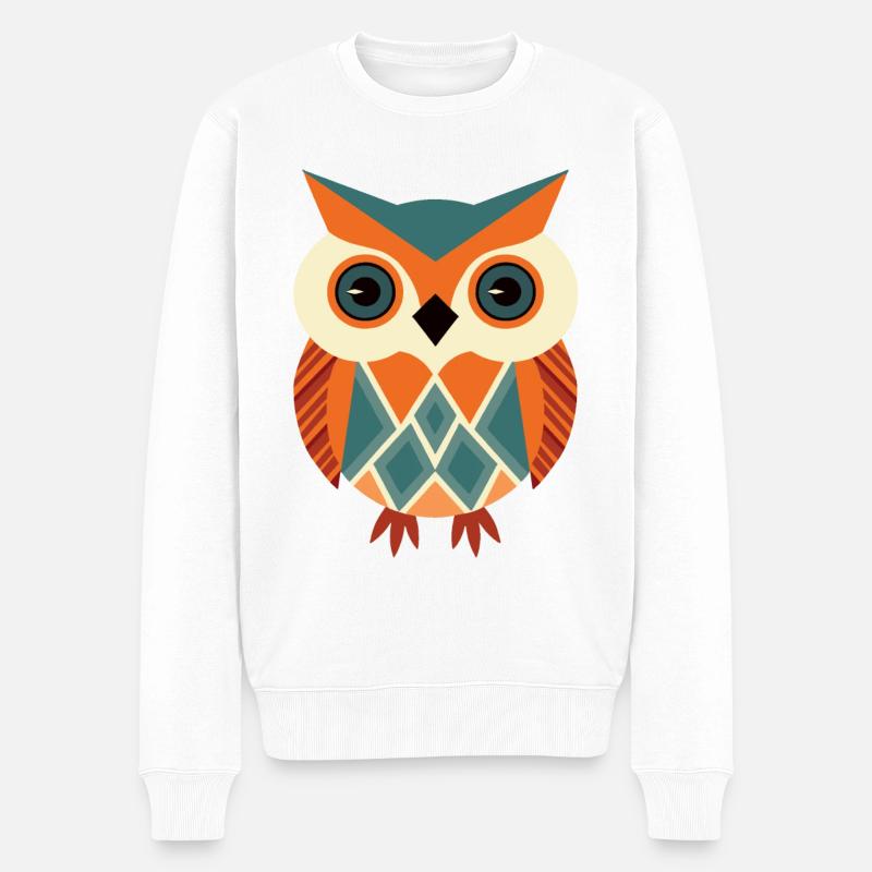 Eule - Männer Premium Bio Pullover - Weiß