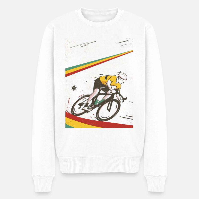 Radfahrer auf dem Rennrad - vintage - Männer Premium Bio Pullover - Weiß
