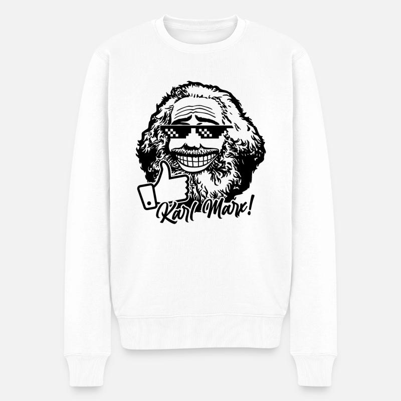 Karl Marx (einfarbig) - Männer Premium Bio Pullover - Weiß