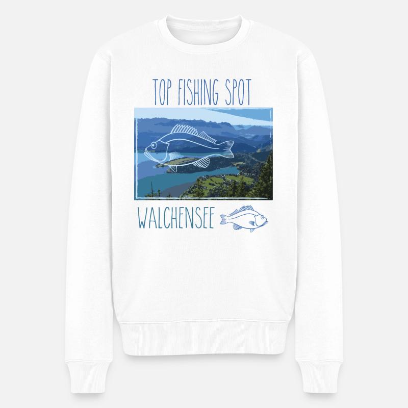 walchensee,lac,pêche,poisson - Pull Premium bio Homme - blanc