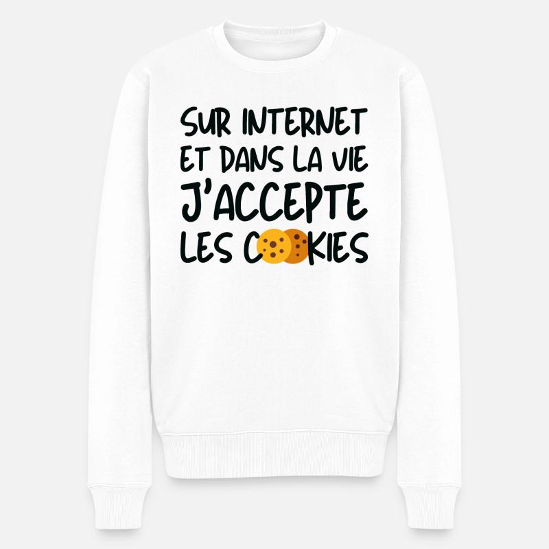J'accepte les cookies - Pull Premium bio Homme - blanc