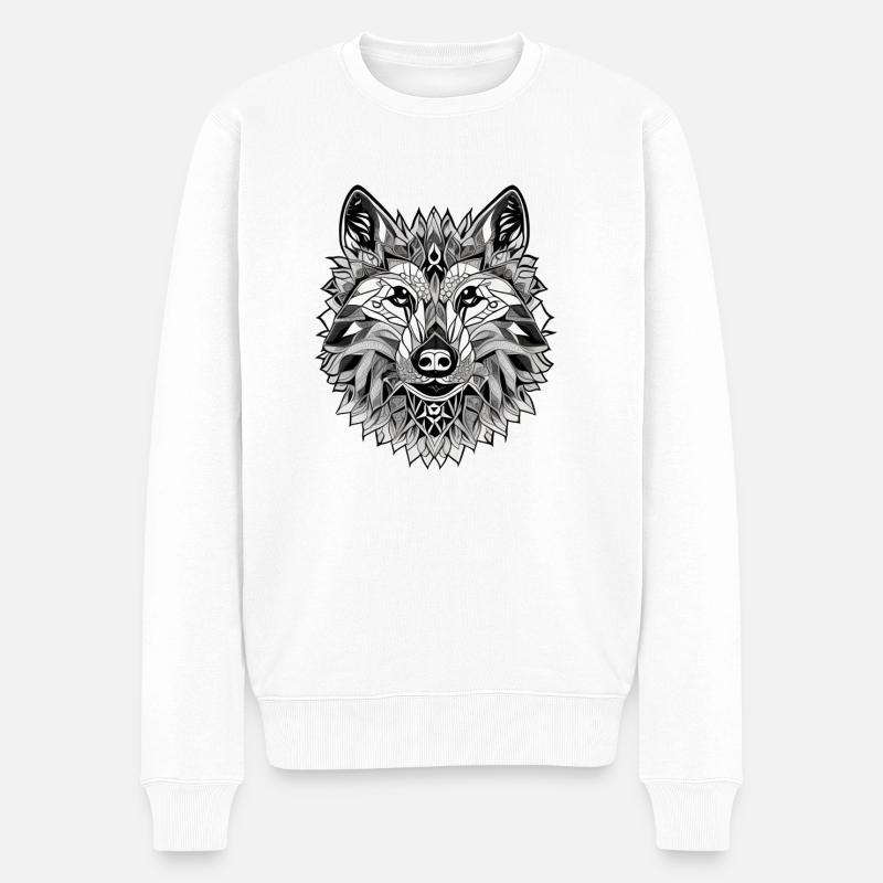 Lone Wolve - Männer Premium Bio Pullover - Weiß