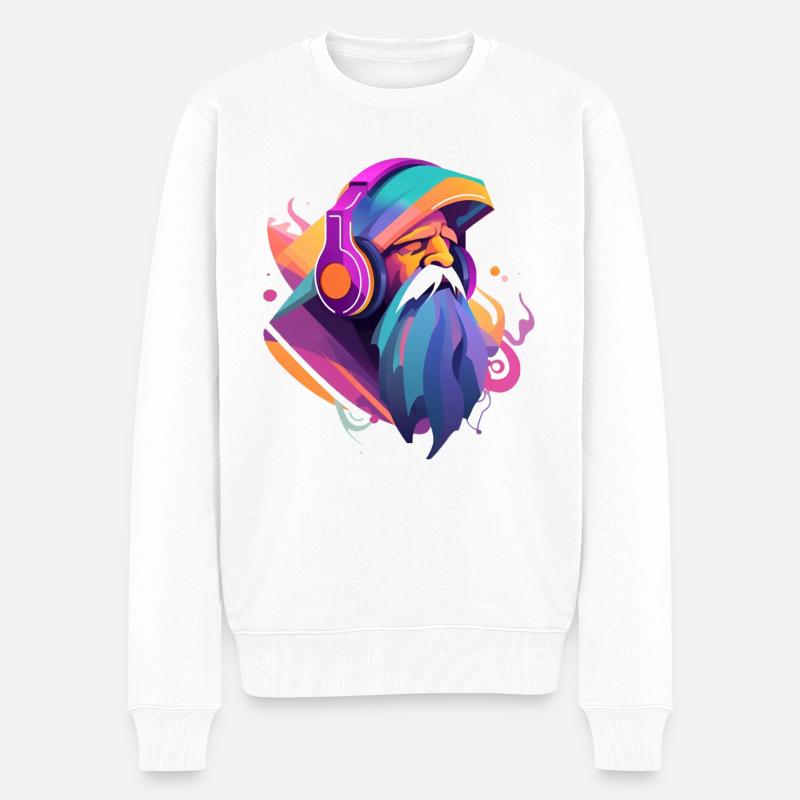 Musikalischer Zauberer - Männer Premium Bio Pullover - Weiß