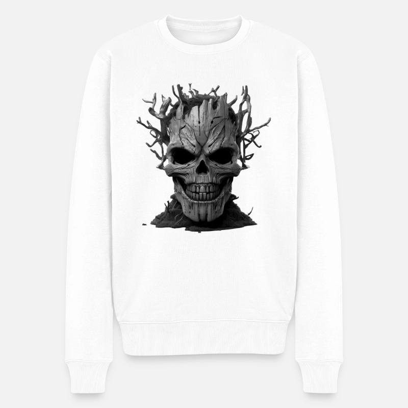 Kopf - Männer Premium Bio Pullover - Weiß