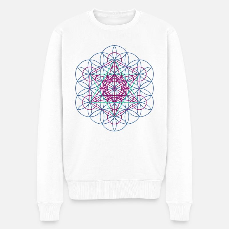 Fleur de la vie - Metatronwürfel libre - Pull Premium bio Homme - blanc