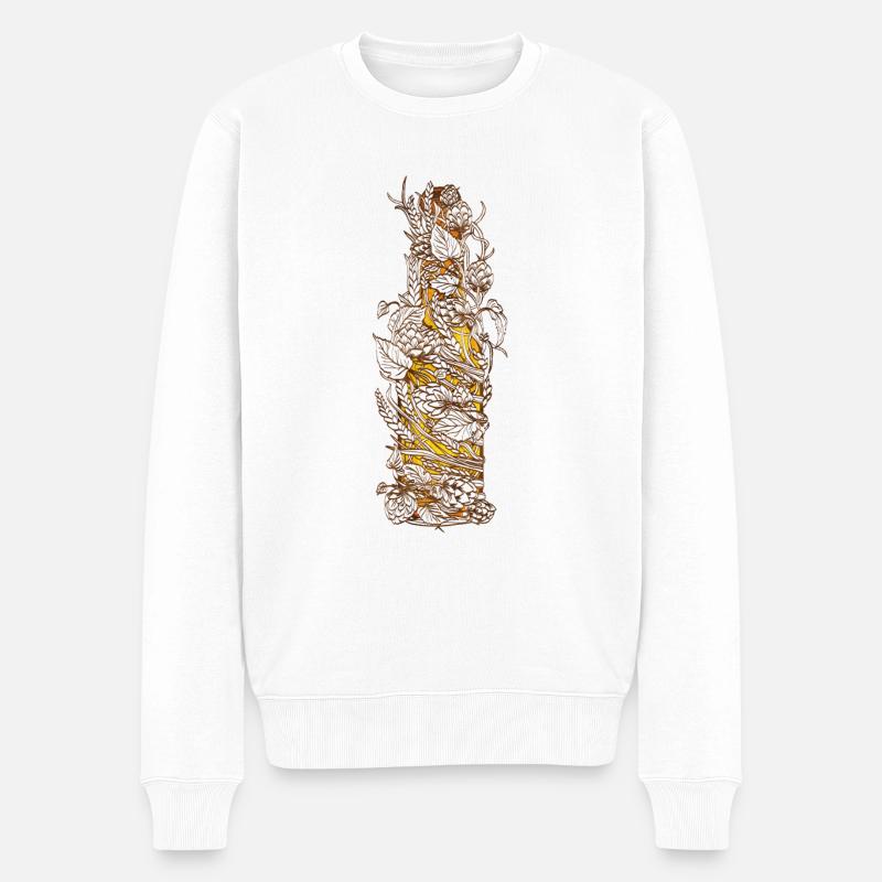 Verwachsene Bierflasche - Männer Premium Bio Pullover - Weiß