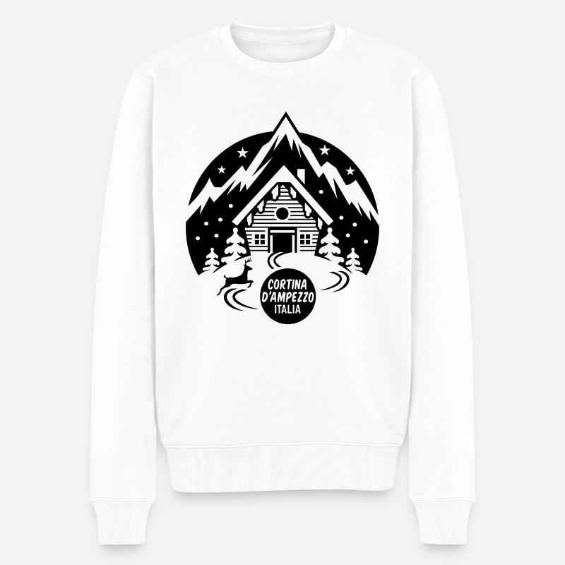 Cortina d'Ampezzo Italia - Männer Premium Bio Pullover - Weiß