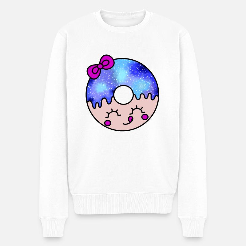 Donut-Galaxie kawaii - Männer Premium Bio Pullover - Weiß