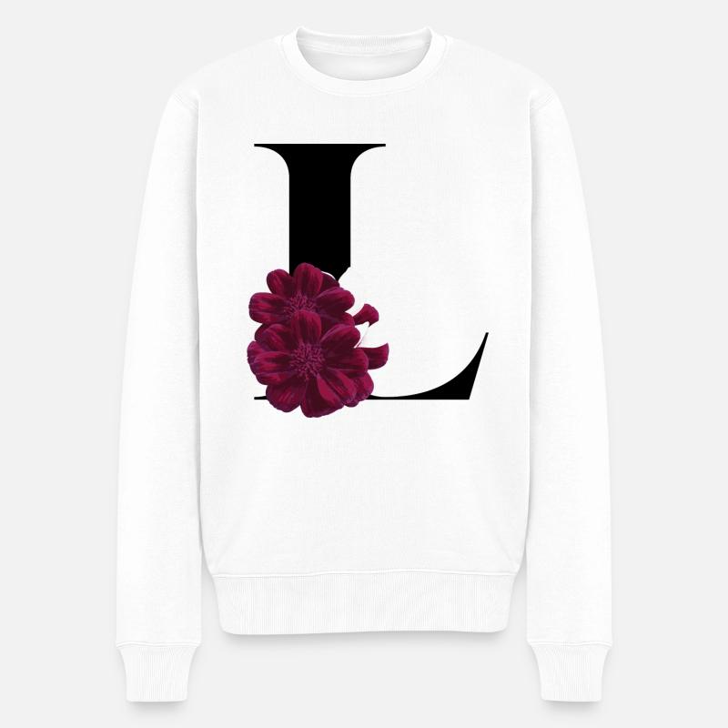 Buchstabe L blühend - Männer Premium Bio Pullover - Weiß