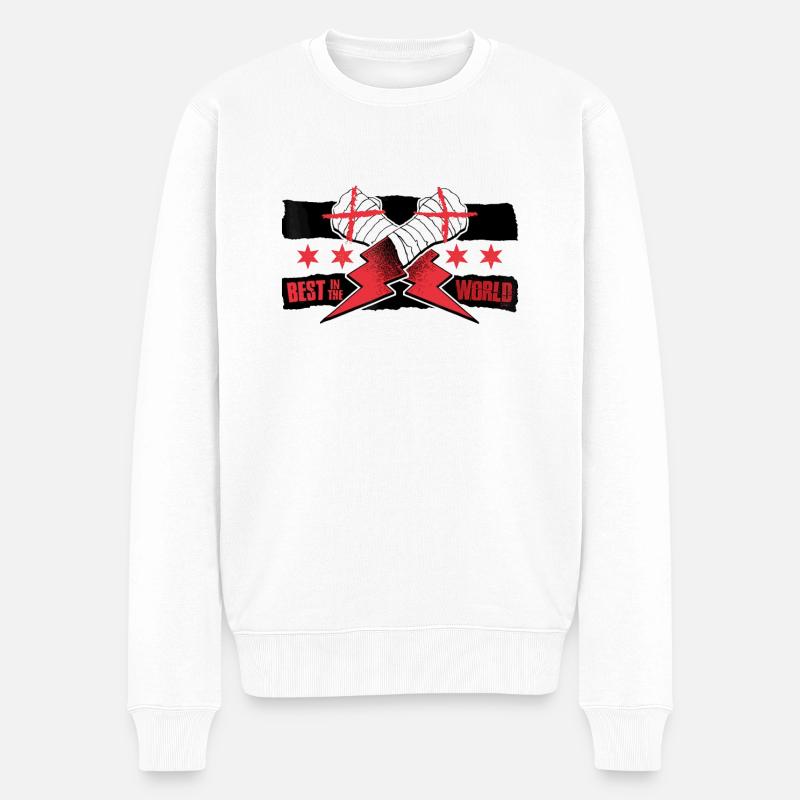 aew cm punk - Pull Premium bio Homme - blanc