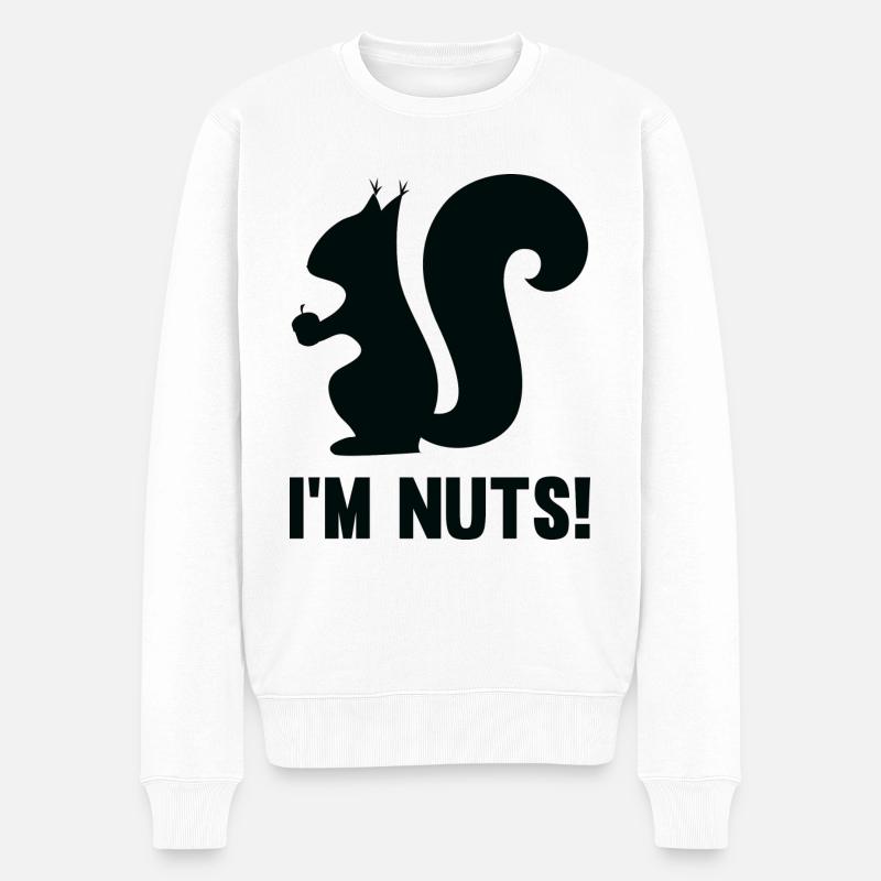 Ich bin verrückt - Männer Premium Bio Pullover - Weiß