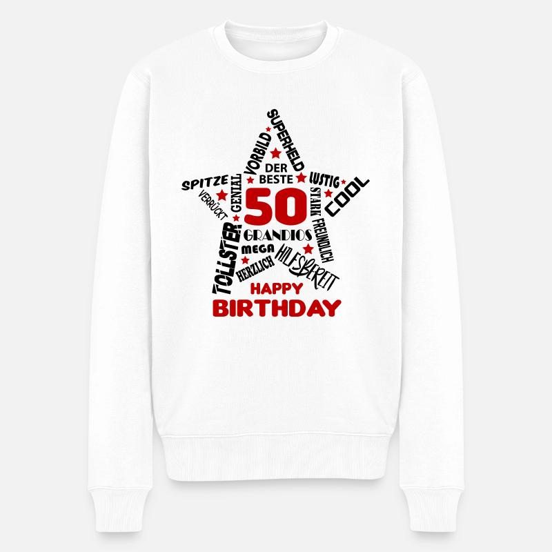 Geburtstag Mann 50 Happy Birthday Men Alter Best - Männer Premium Bio Pullover - Weiß