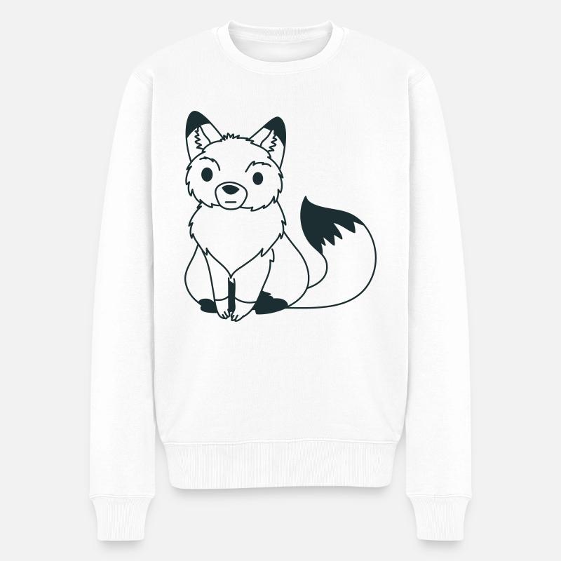 Sitting Fox Umriss - Männer Premium Bio Pullover - Weiß
