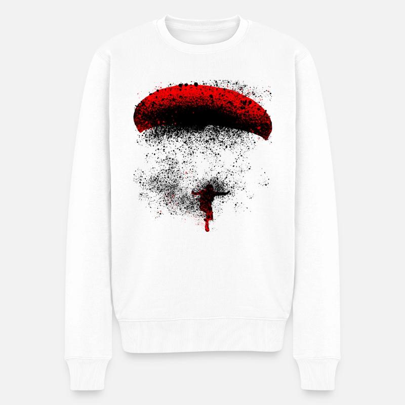 Parapente rouge éclaboussures - Pull Premium bio Homme - blanc