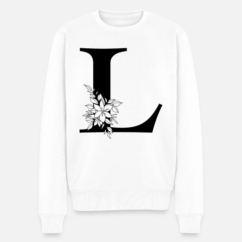 Buchstabe L - Männer Premium Bio Pullover - Weiß