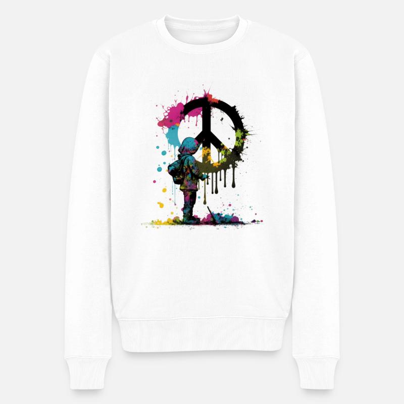 Peace - Männer Premium Bio Pullover - Weiß
