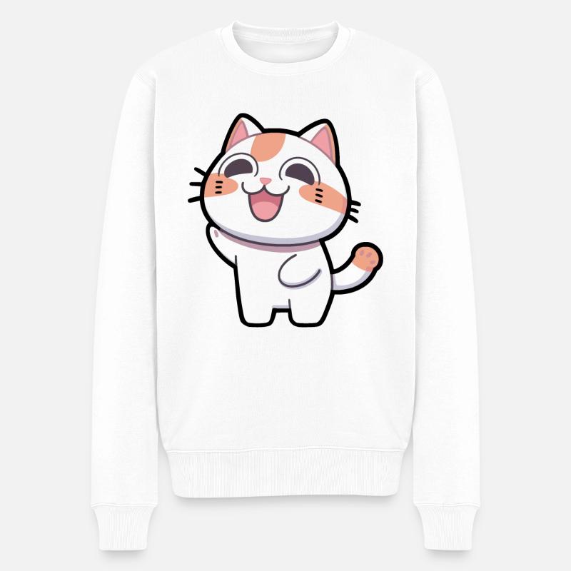 Chat heureux - Pull Premium bio Homme - blanc