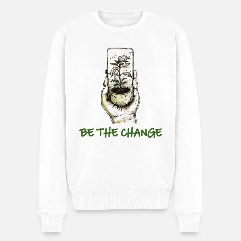 Sei die Veränderung - Männer Premium Bio Pullover - Weiß