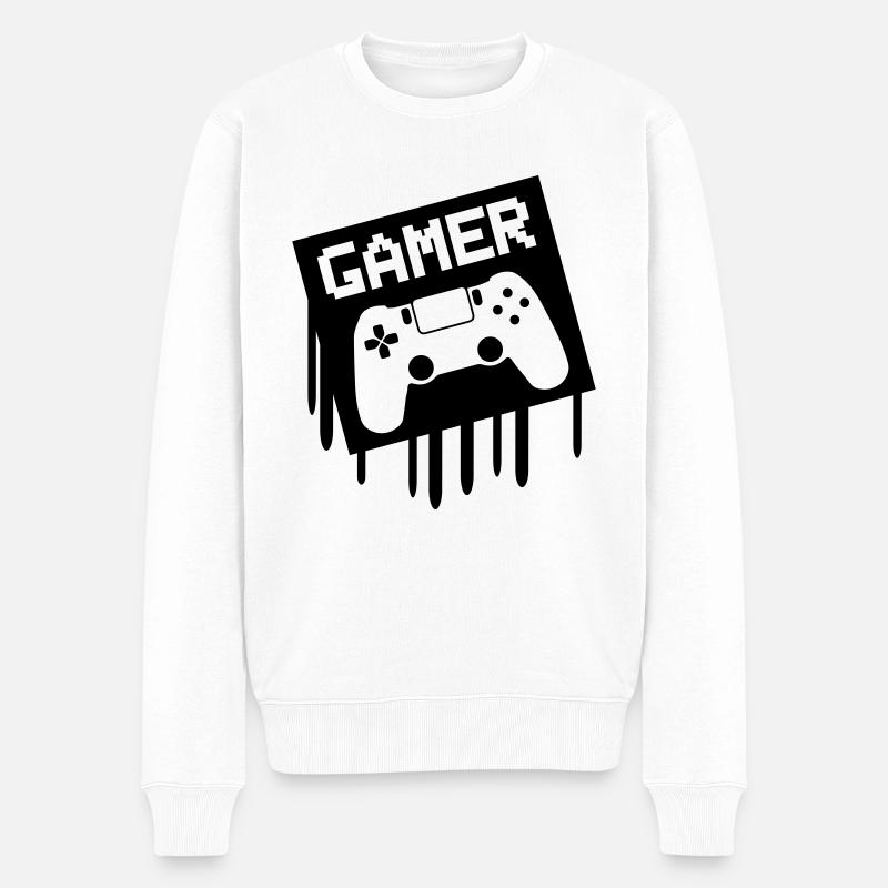 gamer - Männer Premium Bio Pullover - Weiß