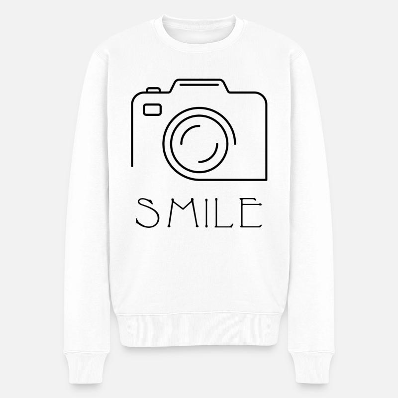 Lächeln - Männer Premium Bio Pullover - Weiß