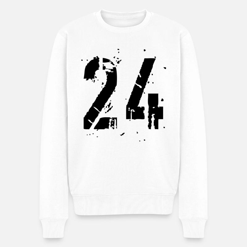 24 Nummer - Männer Premium Bio Pullover - Weiß