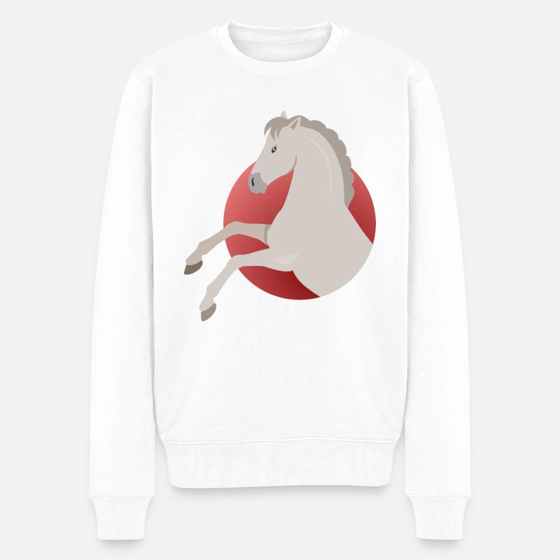 Pferde - Männer Premium Bio Pullover - Weiß