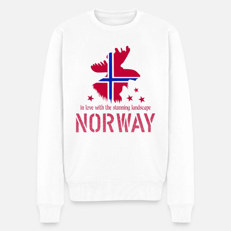 Norwegen Elch norge - Männer Premium Bio Pullover - Weiß