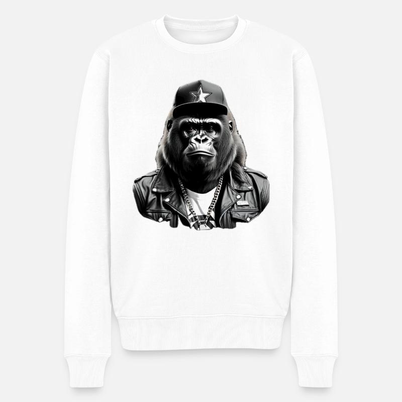 Georg the Gorilla - Männer Premium Bio Pullover - Weiß