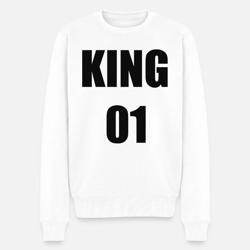 King - Männer Premium Bio Pullover - Weiß