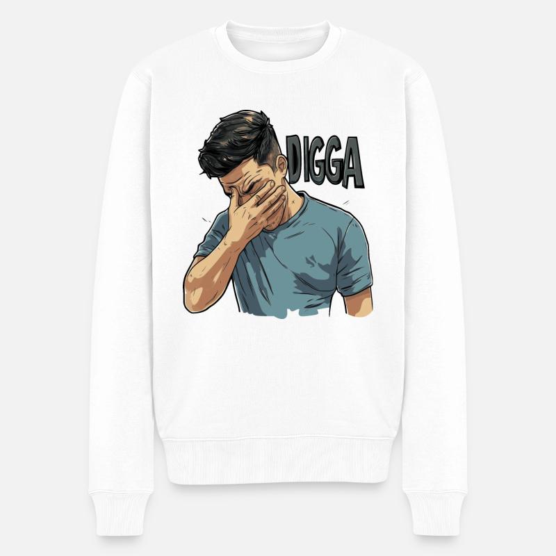 Facepalm Digga - Männer Premium Bio Pullover - Weiß
