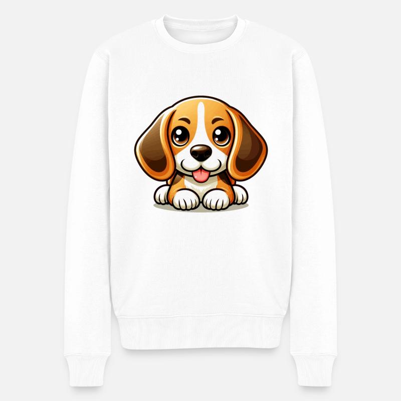 Mignon Chien Beagle - Pull Premium bio Homme - blanc