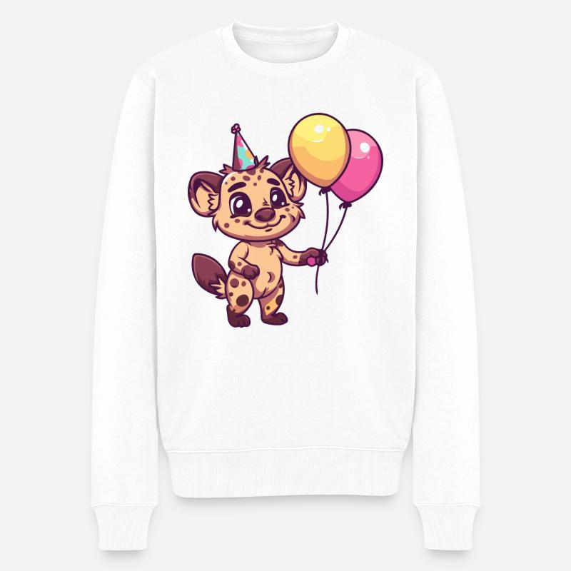 Hyène Anniversaire Bande Dessinée Mignon - Pull Premium bio Homme - blanc