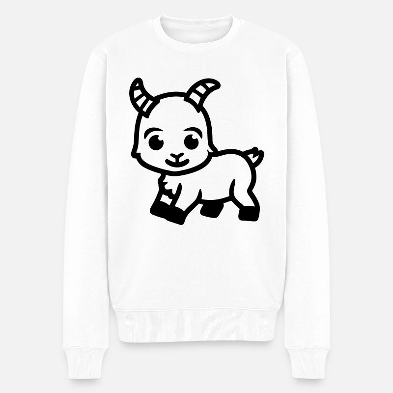 Ziegenbock - Männer Premium Bio Pullover - Weiß