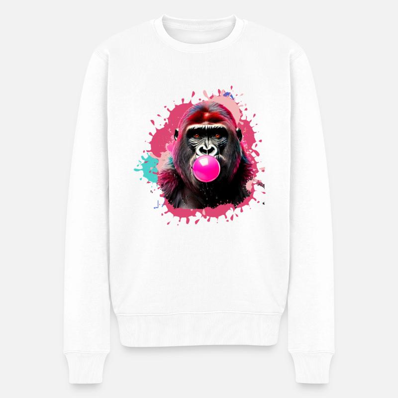 Gorilla,Graffiti,illustration,Kaugummi,Blase - Männer Premium Bio Pullover - Weiß