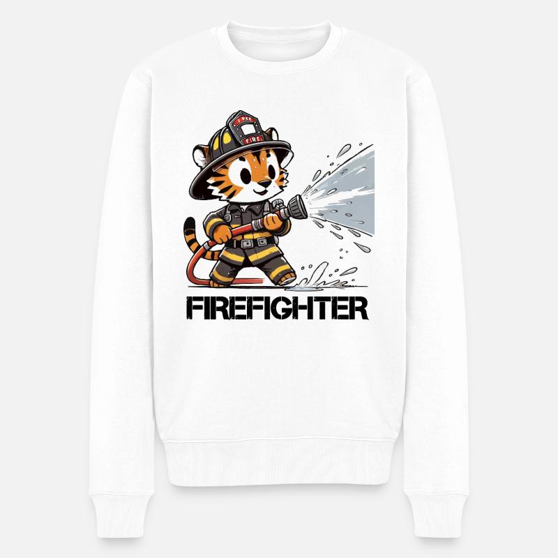 tiger feuerwehr - Männer Premium Bio Pullover - Weiß