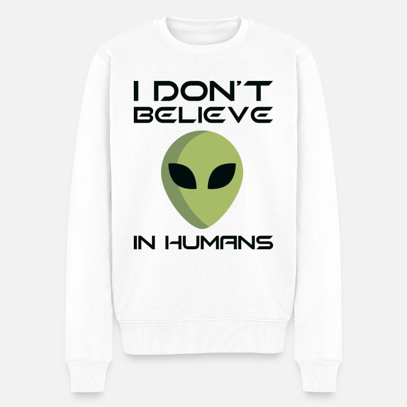 Ich glaube nicht an Menschen - Männer Premium Bio Pullover - Weiß