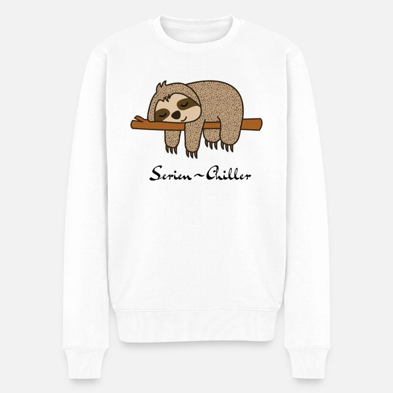 Faultier Serien-Chiller - Männer Premium Bio Pullover - Weiß