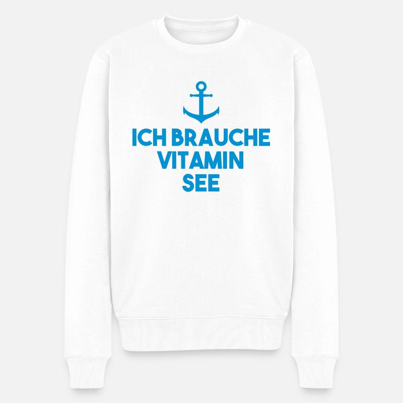 Ich brauche Vitamin See - Männer Premium Bio Pullover - Weiß