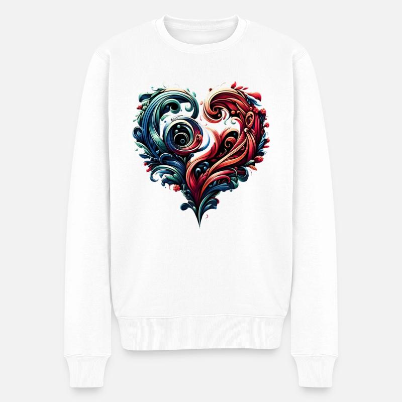 Herz - Männer Premium Bio Pullover - Weiß