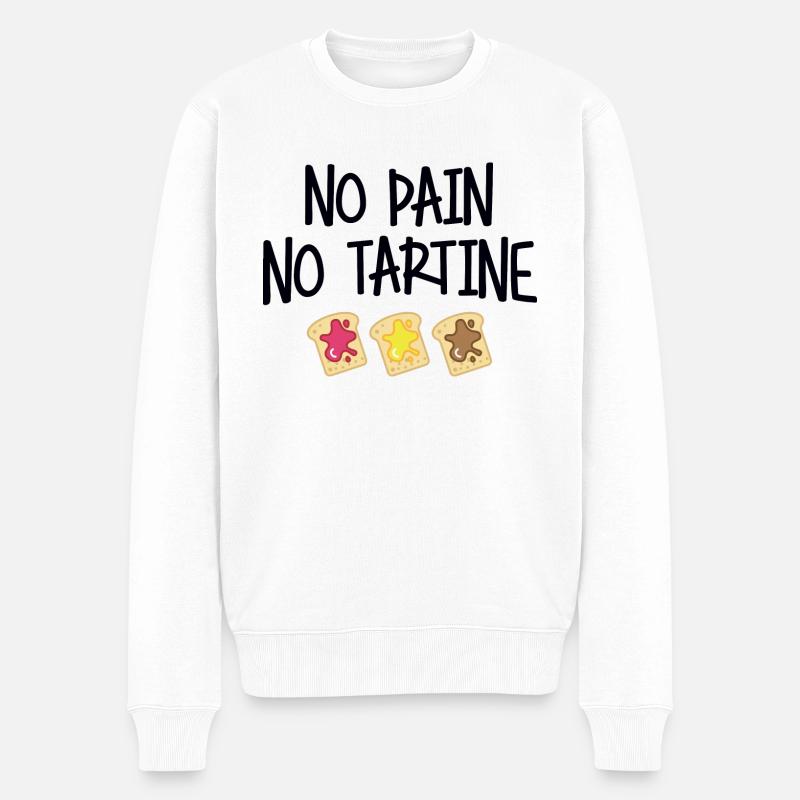 No pain no tartine - Pull Premium bio Homme - blanc