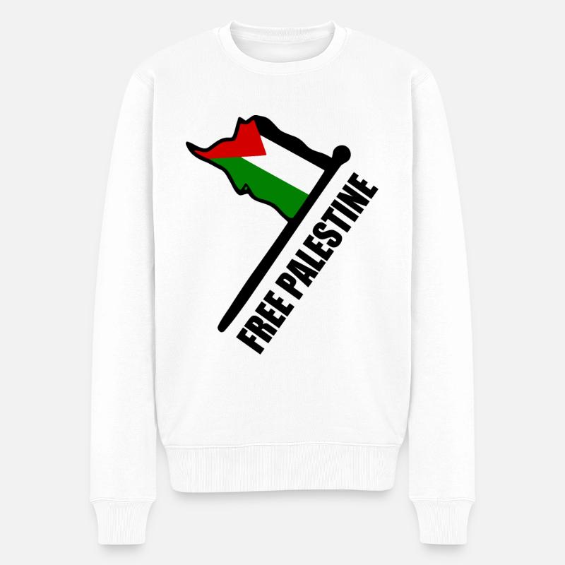 Free palestine - Männer Premium Bio Pullover - Weiß