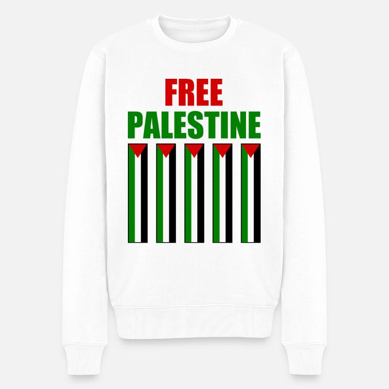 Free palestine - Männer Premium Bio Pullover - Weiß