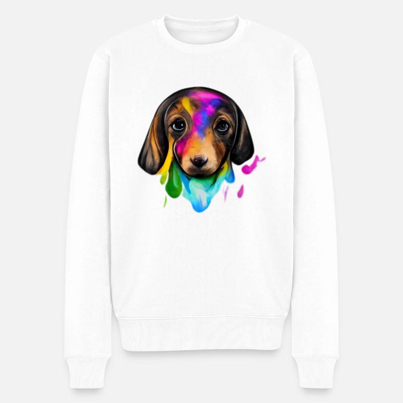Teckel en couleur - Pull Premium bio Homme - blanc